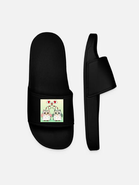 Owl Tea - Men’s Pool Sliders - black