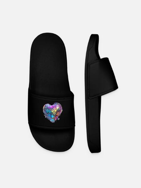 broken heart of stone - Men’s Pool Sliders - black