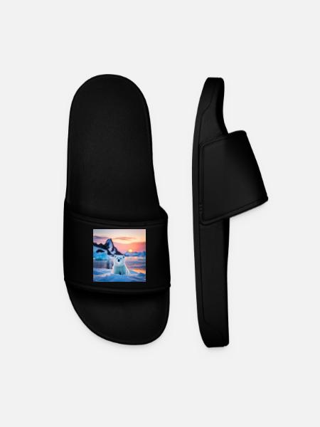 Pooh on the Ice Floe - Men’s Pool Sliders - black