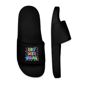 I don't care about relax statement indifferent attitude - Men’s Pool Sliders - black - Front