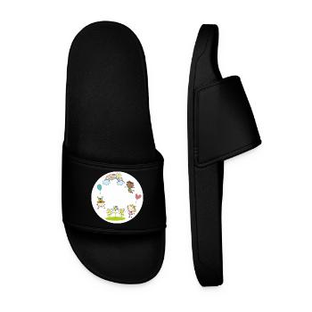 Assorted Kids Rainbow Floral Balloon - Men’s Pool Sliders - black - Front