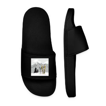 Skiing in winter in the mountains - Men’s Pool Sliders - black - Front