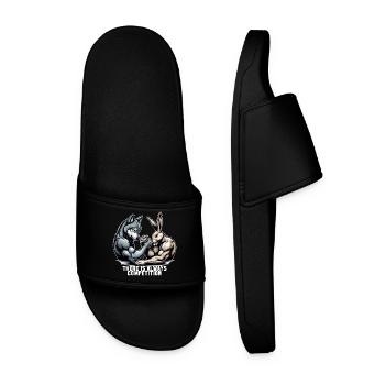 Armwrestling Arm Wrestling Wolf and Bunny Gift - Men’s Pool Sliders - black - Front