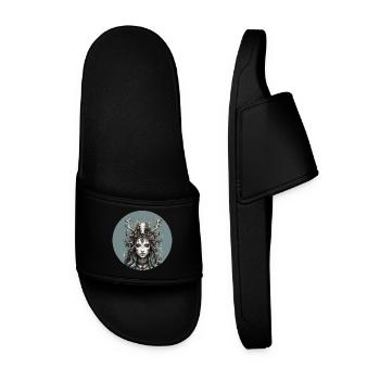 Déesse mystique de la forêt avec des bois de cerf, chaman. - Claquettes Homme - noir - Devant