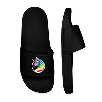 Rainbow Unicorn Zebra - Men’s Pool Sliders - black - Front