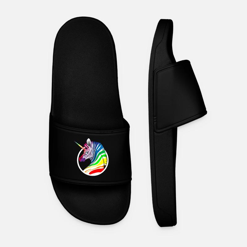 Regenbogen Einhorn Zebra - Männer Badelatschen - Schwarz