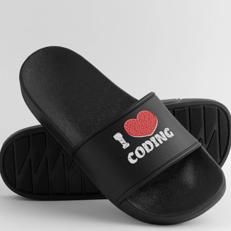 Développeur Heart Coding Statement Programmeur Claquettes Homme