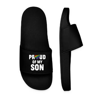 LGBTQ Pride Month - Proud of My Son - Men’s Pool Sliders - black - Front