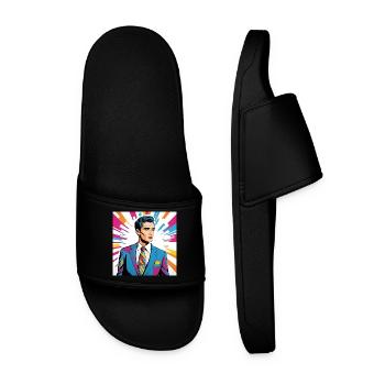 Portrait style pop art homme élégant - Claquettes Homme - noir - Devant