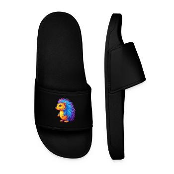 Stachelschwein Bunte Kawaii Cartoon Figur Tier - Männer Badelatschen - Schwarz - Vorne