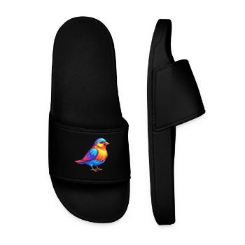 Oiseau Emberiza Personnage de dessin animé Kawaii coloré - Claquettes Homme - noir - Devant