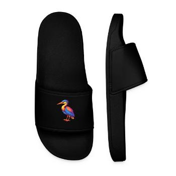 Reiher Bunte Kawaii Cartoon Figur Vogel - Männer Badelatschen - Schwarz - Vorne
