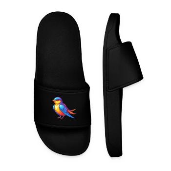 hirondelle coloré kawaii personnage de dessin animé oiseau - Claquettes Homme - noir - Devant