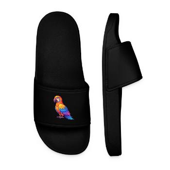 Papagei Bunte Kawaii Cartoon Figur Vogel - Männer Badelatschen - Schwarz - Vorne