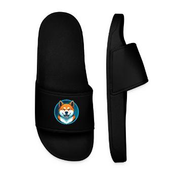 Akita Hund süße Kawaii Cartoon Tier Haustier Logo - Männer Badelatschen - Schwarz - Vorne