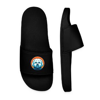 Bichon frisé chien mignon Kawaii dessin animé Animal Logo - Claquettes Homme - noir - Devant