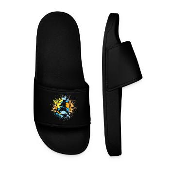 Football Couleur Explosion Joueur Soleil Couleurs Vives - Claquettes Homme - noir - Devant