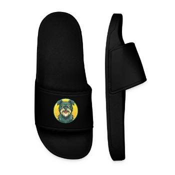 Affenpinscher chien mignon Kawaii dessin animé animal de compagnie - Claquettes Homme - noir - Devant