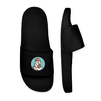 poulet kawaii dessin animé personnage animal visage d’animal - Claquettes Homme - noir - Devant
