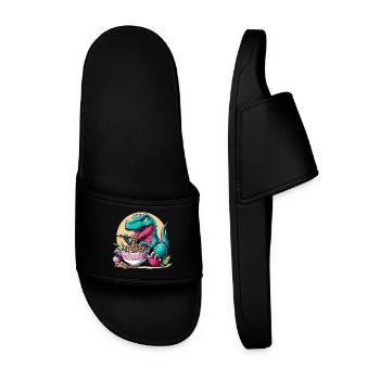 Mignon T-Rex Ramen Dino dinosaure cadeau - Claquettes Homme - noir - Devant