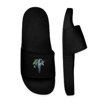 Wild Blue Wisteria Illustration - Men’s Pool Sliders - black - Front