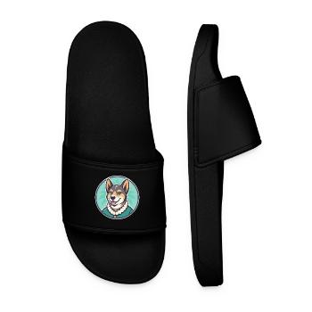 Hawaïen Poi Chien Race Dessin animé Kawaii Clipart Animal de compagnie - Claquettes Homme - noir - Devant