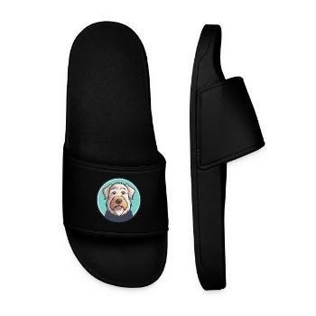 Pelage doux Wheaten Terrier Chien Race Dessin animé Animal de compagnie - Claquettes Homme - noir - Devant