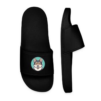 Volpino Italiano Chien Race Dessin animé Kawaii Clipart - Claquettes Homme - noir - Devant