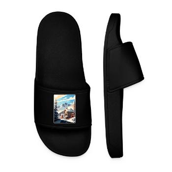 Telluride Ski Skiing Travel Poster Souvenir WPA - Men’s Pool Sliders - black - Front