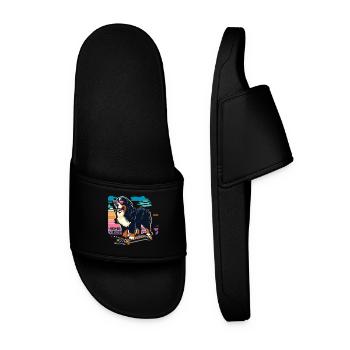 Bernese mountain dog - Men’s Pool Sliders - black - Front