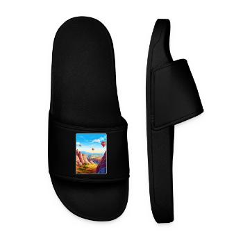 Cappadocia Turkey Travel Poster Souvenir Paint WPA - Men’s Pool Sliders - black - Front