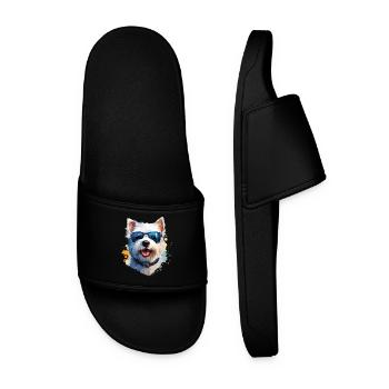 Westie mit Sonnenbrille - Männer Badelatschen - Schwarz - Vorne