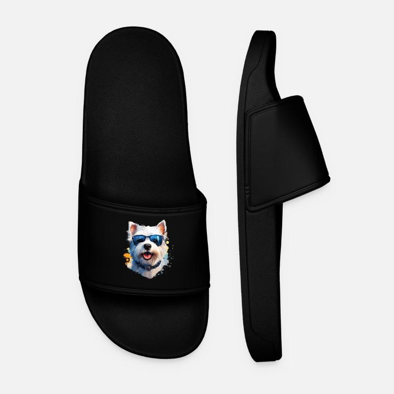 Westie mit Sonnenbrille - Männer Badelatschen - Schwarz