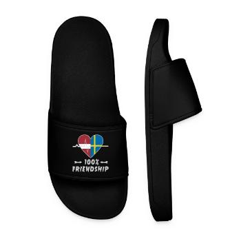 Latvia and Sweden 100% friendship - Men’s Pool Sliders - black - Front
