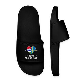 Gambia and Sweden 100% friendship - Men’s Pool Sliders - black - Front