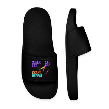 Sleep, Eat, Craft, Repeat - Men’s Pool Sliders - black - Front