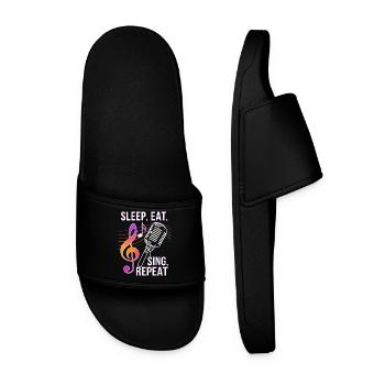 Sleep Eat Sing Repeat - Men’s Pool Sliders - black - Front