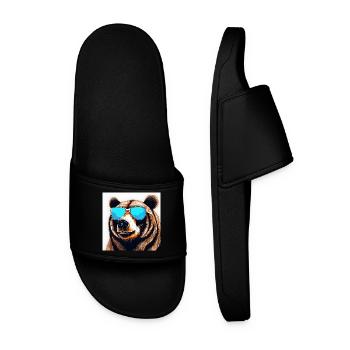 Bear with Sunglasses Pop Art - Men’s Pool Sliders - black - Front