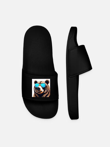 Bear with Sunglasses Pop Art - Men’s Pool Sliders - black