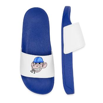Monkey Construction Site Construction Worker - Men’s Pool Sliders - royal blue - Front