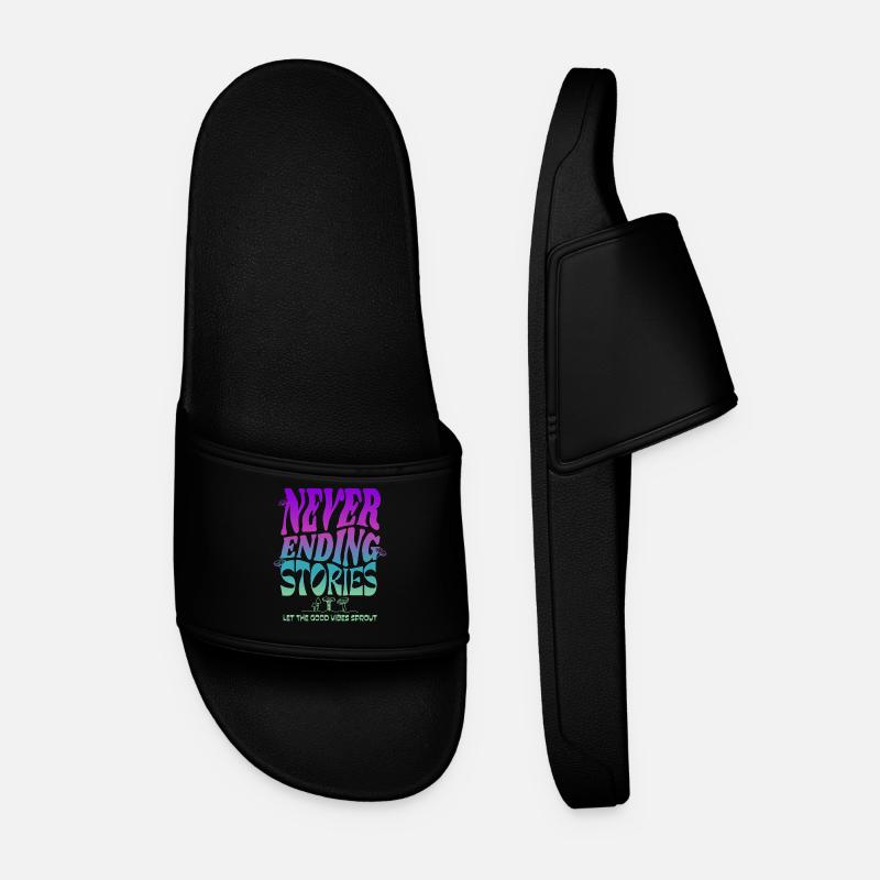Psychedelisches Pilz-Design – Never Ending Stories - Männer Badelatschen - Schwarz