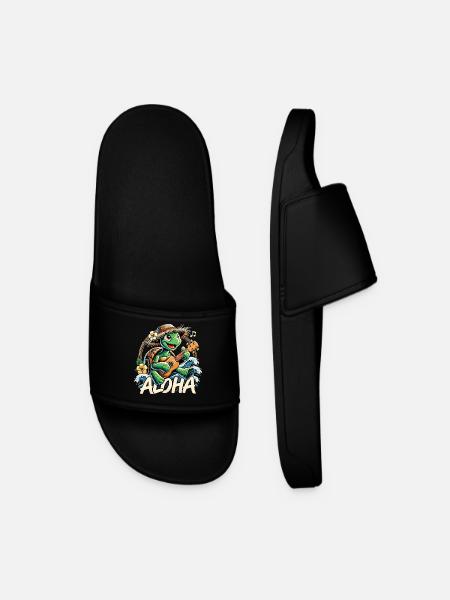 Aloha Schildkröte Ukulele Hawaii Meer Geschenk - Männer Badelatschen - Schwarz