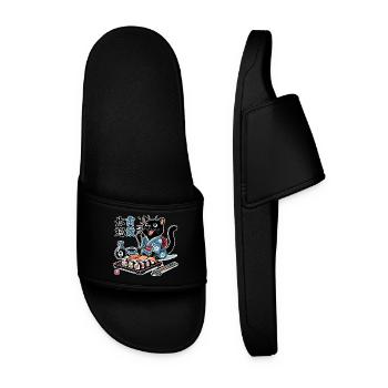 Sushi Chat Noir Kimono Maki Nigiri Cadeau - Claquettes Homme - noir - Devant