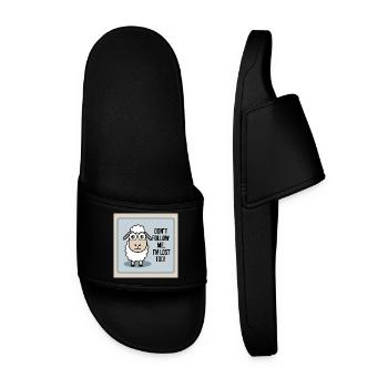 Sheep "Don t follow me - i m lost too!" - Men’s Pool Sliders - black - Front
