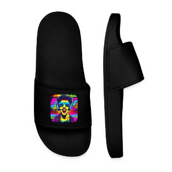 80s Party Vintage Theme Party - Men’s Pool Sliders - black - Front