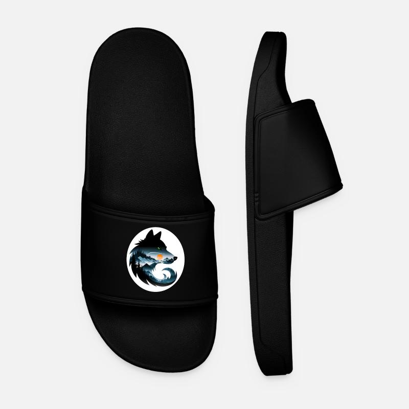 Wolf Landscape - Men’s Pool Sliders - black