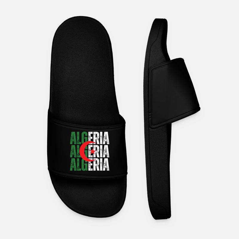 Algerian flag, Algerian pride - Men’s Pool Sliders - black