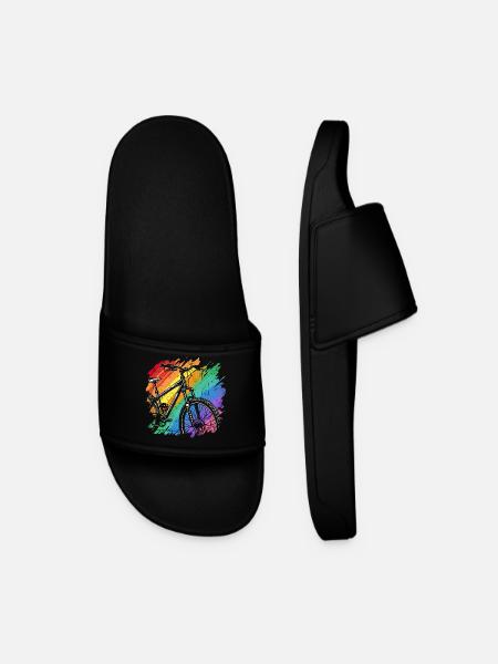 Vibrant Bicycle Art Print - Men’s Pool Sliders - black