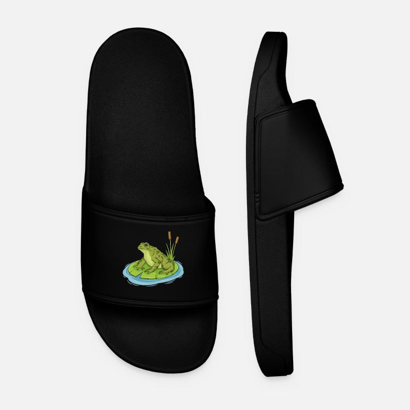 toad sitting on a lilypad - Men’s Pool Sliders - black