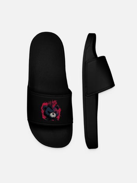 Cute Punk Teddy Bear - Men’s Pool Sliders - black